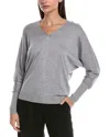 Lafayette 148 New York V-neck Dolman Wool & Silk-blend Sweater In Gray