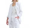 Lafayette 148 V-neck Ruched Sleeve Blazer In White In White