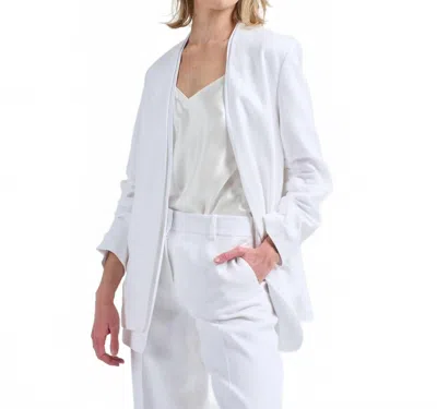 Lafayette 148 V-neck Ruched Sleeve Blazer In White