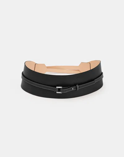 Lafayette 148 Vachetta Leather Obi Belt In Black