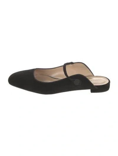 Pre-owned Lafayette 148 Velvet Ballet Flats In Black