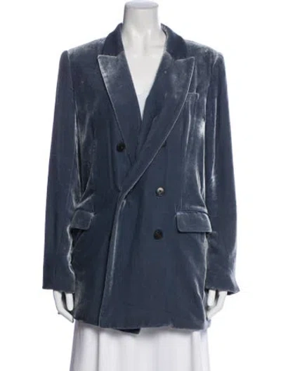 Pre-owned Lafayette 148 Velvet Blazer In Blue