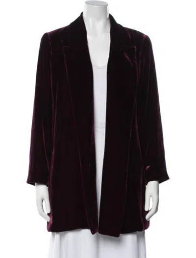 Pre-owned Lafayette 148 Velvet Coat In Burgundy