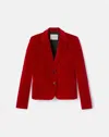 Lafayette 148 Velvet Cropped Boyfriend Blazer In Red