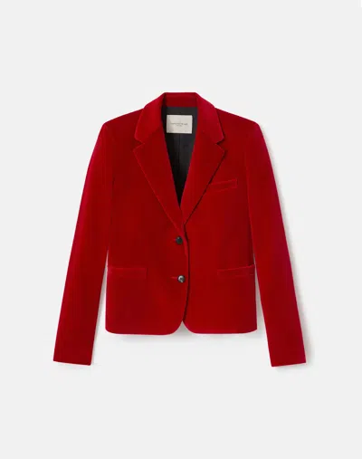 Lafayette 148 Velvet Cropped Boyfriend Blazer In Red