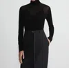 Lafayette 148 New York Semisheer Mock Neck Sweater In Black