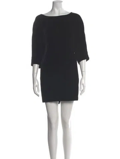Pre-owned Lafayette 148 Velvet Mini Dress In Black