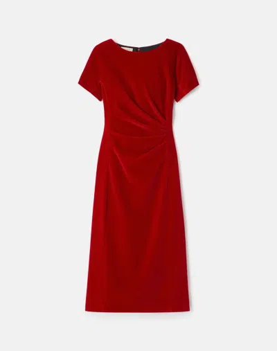 Lafayette 148 Velvet Pleated Waist Midi Dress In Red