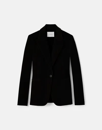 Lafayette 148 Velvet Single Button Fitted Blazer In Black