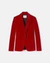 Lafayette 148 Velvet Single Button Fitted Blazer In Red