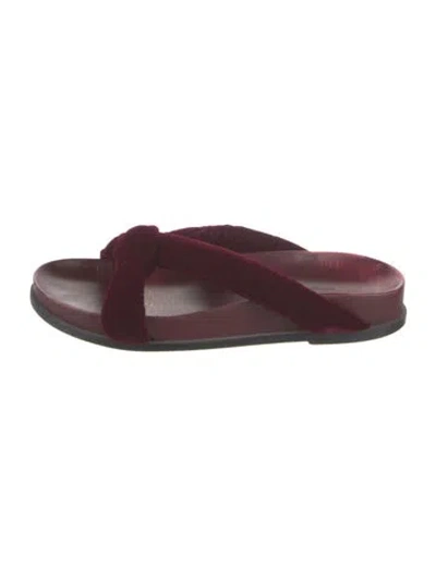 Pre-owned Lafayette 148 Velvet Slides In Burgundy