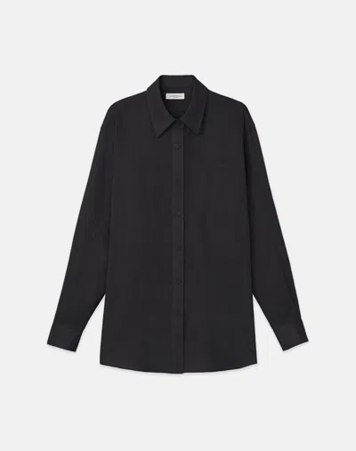 Lafayette 148 Vintage Linen Boyfriend Oversized Shirt In Black