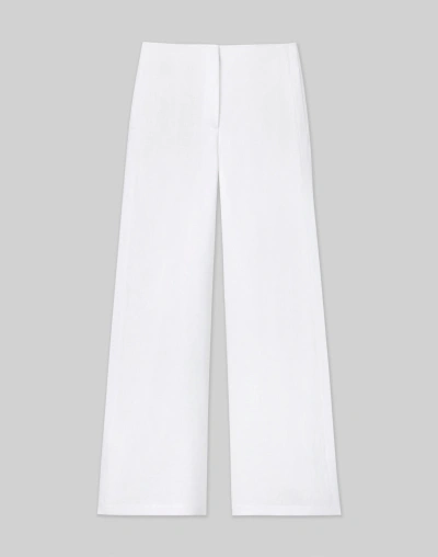 Lafayette 148 Vintage Linen Franklin Split Wide Leg Trouser In White