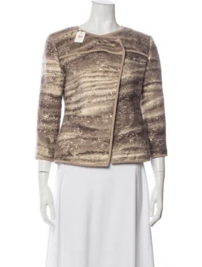 Pre-owned Lafayette 148 Vintage Patterned Jacket In Metallic/neutrals