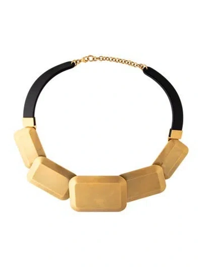 Pre-owned Lafayette 148 Vintage Resin Collar Necklace, 19.5" In Black