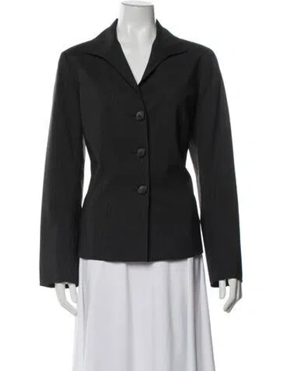 Pre-owned Lafayette 148 Virgin Wool Blazer In Black