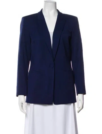 Pre-owned Lafayette 148 Virgin Wool Blazer In Blue