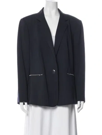 Pre-owned Lafayette 148 Virgin Wool Blazer In Blue