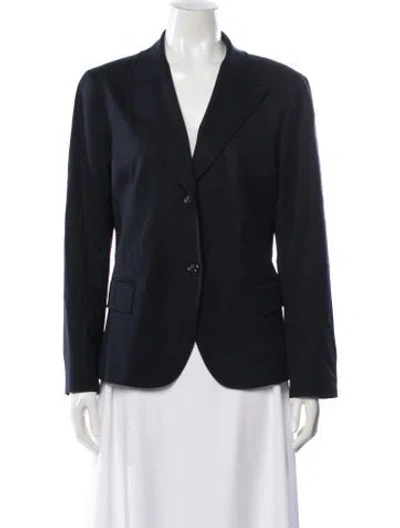 Pre-owned Lafayette 148 Virgin Wool Blazer In Blue