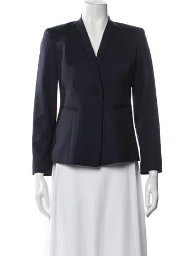 Pre-owned Lafayette 148 Virgin Wool Blazer In Blue