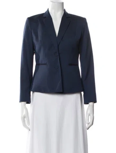 Pre-owned Lafayette 148 Virgin Wool Blazer In Blue