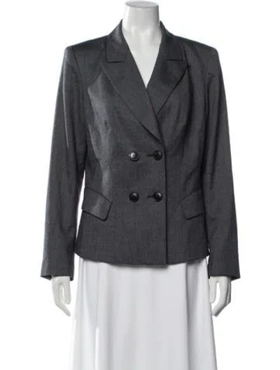 Pre-owned Lafayette 148 Virgin Wool Blazer In Blue