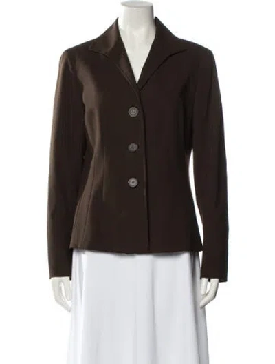 Pre-owned Lafayette 148 Virgin Wool Blazer In Brown