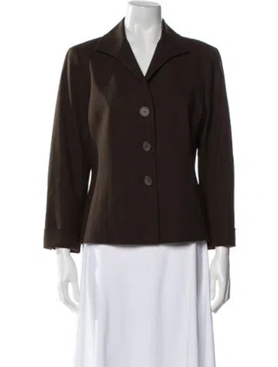 Pre-owned Lafayette 148 Virgin Wool Blazer In Brown