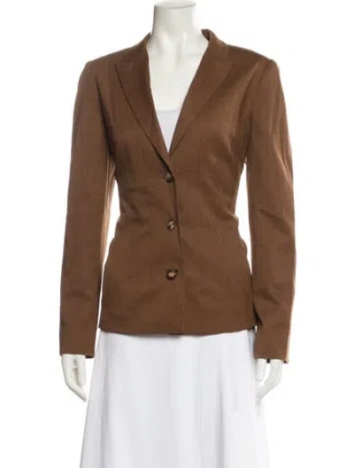 Pre-owned Lafayette 148 Virgin Wool Blazer In Brown