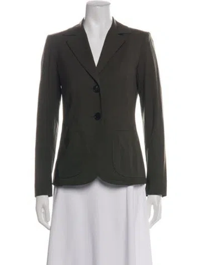 Pre-owned Lafayette 148 Virgin Wool Blazer In Green