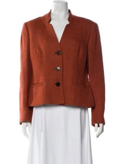 Pre-owned Lafayette 148 Virgin Wool Blazer In Orange
