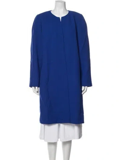 Pre-owned Lafayette 148 Virgin Wool Coat In Blue