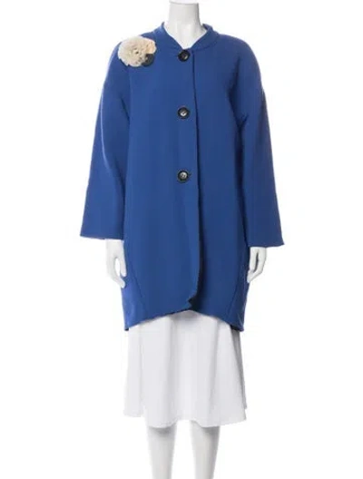 Pre-owned Lafayette 148 Virgin Wool Coat In Blue