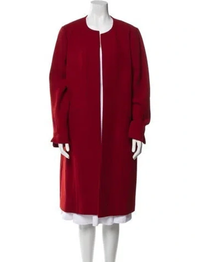 Pre-owned Lafayette 148 Virgin Wool Coat In Burgundy
