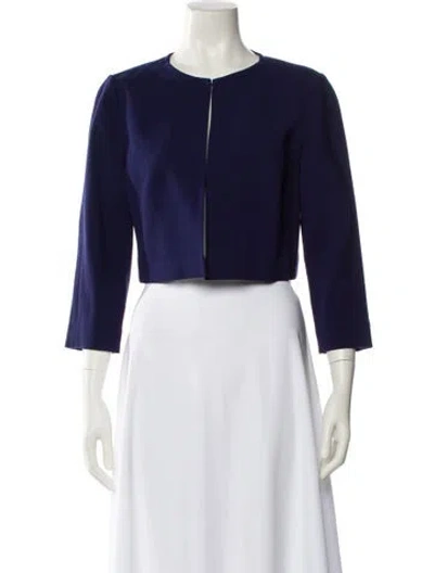 Pre-owned Lafayette 148 Virgin Wool Crew Neck Sweater In Blue