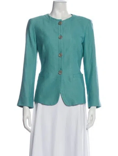Pre-owned Lafayette 148 Virgin Wool Evening Jacket In Blue