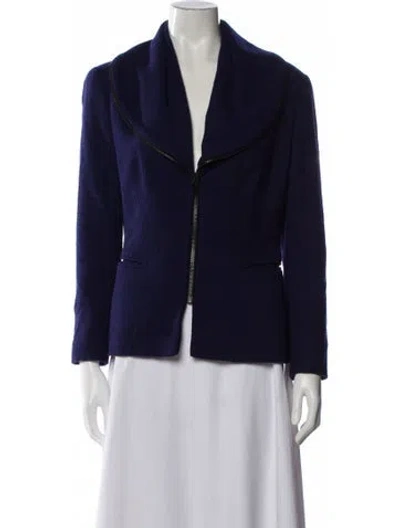 Pre-owned Lafayette 148 Virgin Wool Evening Jacket In Blue