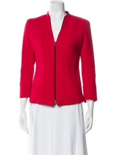 Pre-owned Lafayette 148 Virgin Wool Evening Jacket In Red