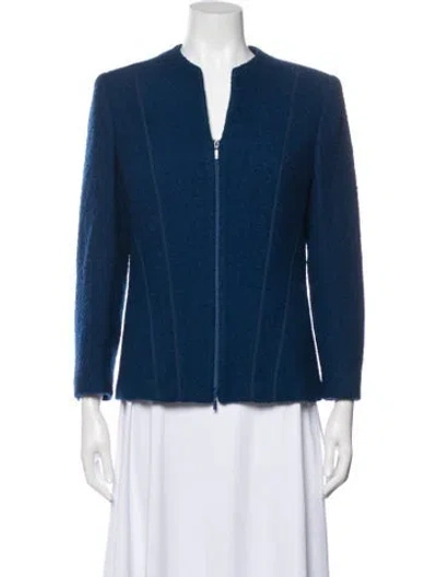 Pre-owned Lafayette 148 Virgin Wool Jacket In Blue