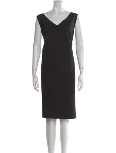 Pre-owned Lafayette 148 Virgin Wool Knee-length Dress In Black