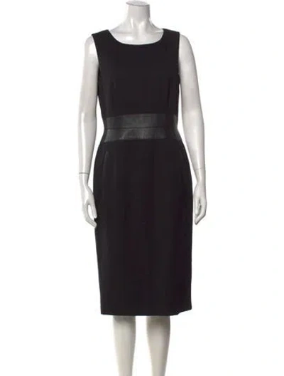 Pre-owned Lafayette 148 Virgin Wool Knee-length Dress In Black