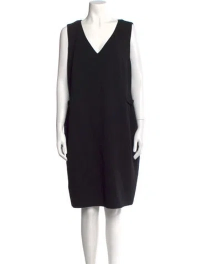 Pre-owned Lafayette 148 Virgin Wool Knee-length Dress In Black