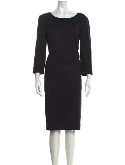 Pre-owned Lafayette 148 Virgin Wool Knee-length Dress In Black