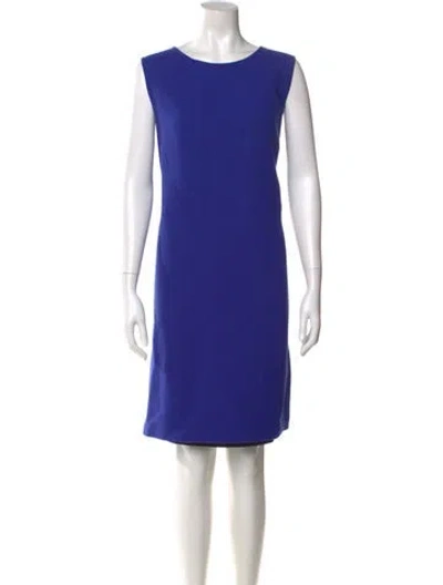 Pre-owned Lafayette 148 Virgin Wool Knee-length Dress In Blue