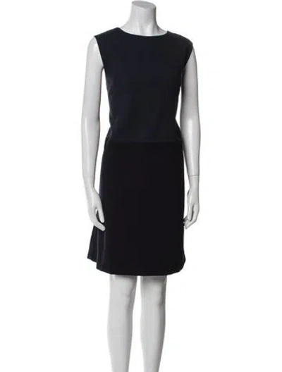 Pre-owned Lafayette 148 Virgin Wool Knee-length Dress In Blue