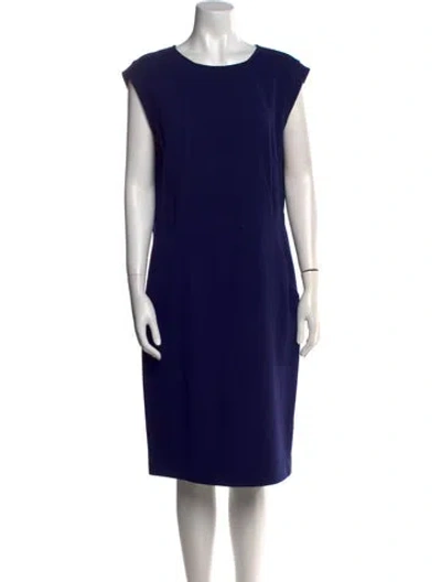 Pre-owned Lafayette 148 Virgin Wool Knee-length Dress In Blue