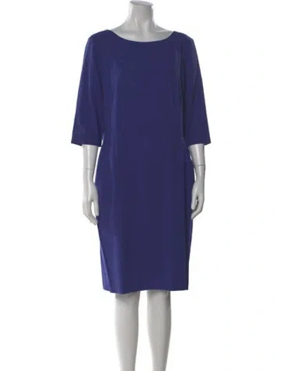 Pre-owned Lafayette 148 Virgin Wool Knee-length Dress In Blue
