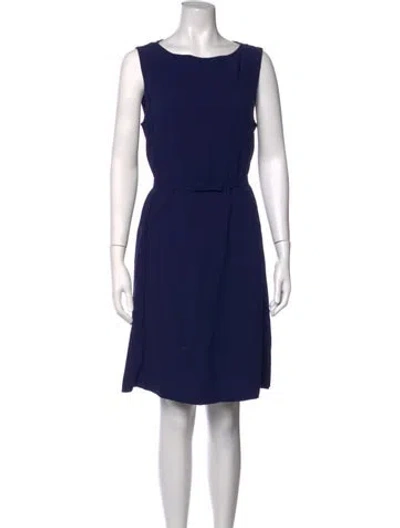 Pre-owned Lafayette 148 Virgin Wool Knee-length Dress In Blue