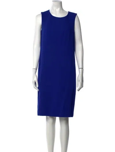 Pre-owned Lafayette 148 Virgin Wool Knee-length Dress In Blue