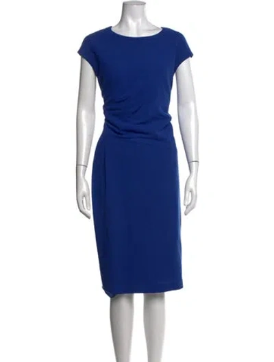 Pre-owned Lafayette 148 Virgin Wool Knee-length Dress In Blue